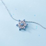 925银吊坠项链厂家 - 蓝色立方氧化锆蓝宝石雪花