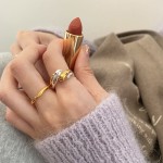 925银开口戒指供应商 - INS简约不规则波浪金色