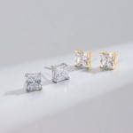 925银耳钉工厂 - 韩式立方氧化锆CZ方形钻石
