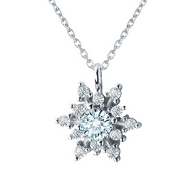 925 Sterling Silver Necklace Supplier - Christmas Charm Blue Cubic Zircon Snowflake