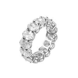 925 Sterling Silver Tennis Rings Factory - Iced Out Zircon Gemstone Oval Cut Baguette