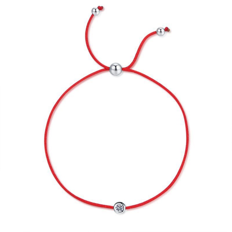 925 Sterling Silver Bracelet Supplier - Red Drawstring 0.3Ct Moissanite Romance Jewelry