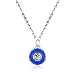 925 Sterling Silver Evil Eye Necklace Manufacturer - Pave Zircon Diamond Shape Pendant