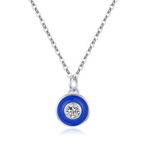 925 Sterling Silver Evil Eye Necklace Manufacturer - Pave Zircon Diamond Shape Pendant