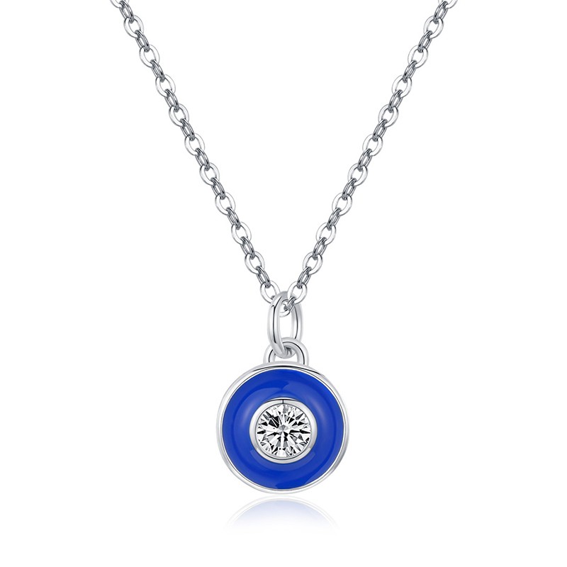 925 Sterling Silver Evil Eye Necklace Manufacturer - Pave Zircon Diamond Shape Pendant
