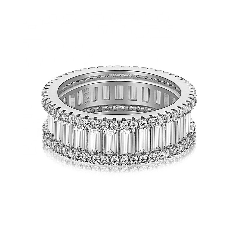 925 Sterling Silver Eternity Rings Manufacturer - Baguette Stackable Gear Wheel CZ