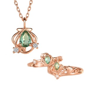 925 Sterling Silver Jewelry Set Factory - Cute Cartoon Ocean Green Zircon Mermaid