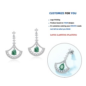 Rhinestone Earrings Supplier - Water Drop Fan-shaped Moss Agate Crystal Wedding