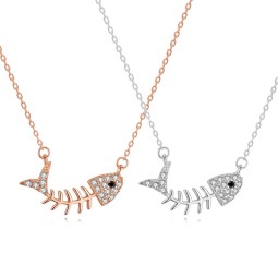 925 Sterling Silver Pendant Necklace Supplier - Original Design Fishbone Ocean Summer