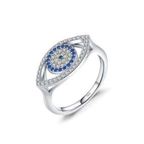 925 Sterling Silver Evil Eye Ring Supplier - Light Luxury Pave Zircon Women Fine Jewelry