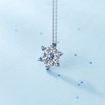 925银吊坠项链厂家 - 蓝色立方氧化锆蓝宝石雪花