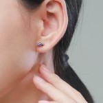 925银耳钉厂家 - 小恐龙紫色立方氧化锆