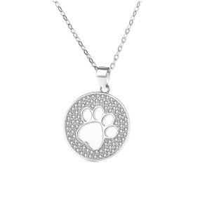 925 Sterling Silver Pendant Manufacturer - Dog Paw Charm Hollow Circle Rhodium Plating