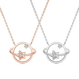 925 Sterling Silver Pendant Necklace Factory - Italy Micro Pave Diamond Locket Planet
