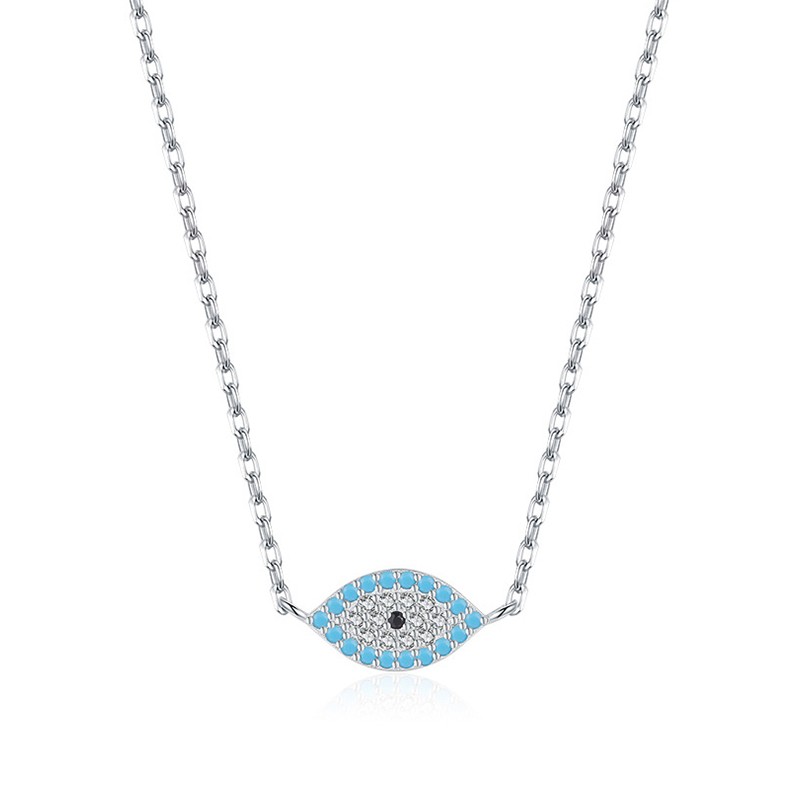 925 Sterling Silver Evil Eye Necklace Supplier - Fashion Pave Zircon Diamond Lucky Pendant