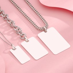 925 Sterling Silver Charm Pendant Supplier - Custom Logo Rectangle DIY Jewelry Making