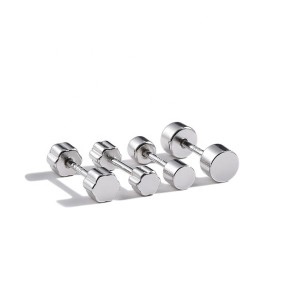 925 Sterling Silver Earrings Supplier - Gauges Screw Flat Back Disc Stud Tunnel Punk