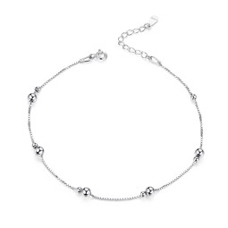 925 Sterling Silver Anklet Factory - Summer Beach Beads Stylish Foot Ornaments Women