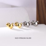 925银耳钉厂家 - 简约泰迪熊安全螺旋背