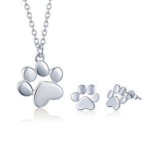 925 Sterling Silver Jewelry Set Manufacturer - Animal Footprints Cat Dog Paw Necklace