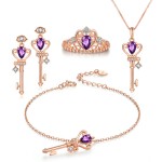925 Sterling Silver Jewelry Set Factory - Crown Natural Amethyst Wedding Party Jewellery