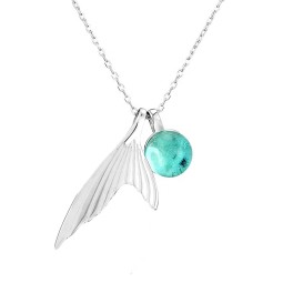 925 Sterling Silver Pendant Necklace Supplier - Ocean Mysterious Blue Mermaid Tail