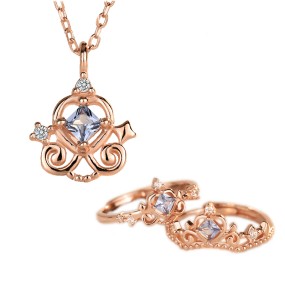 925 Sterling Silver Jewelry Set Factory - Christmas Blue Zircon Cinderella Carriage