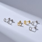 925银耳钉供应商 - 细小耳软骨心形圆形三叶草平背