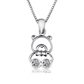 925 Sterling Silver Pendant Factory - Cartoon Zircon CZ Cute Little Bear Teenagers