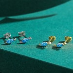 925银耳钉供应商 - 韩式可爱迷你镶嵌锆石恐龙