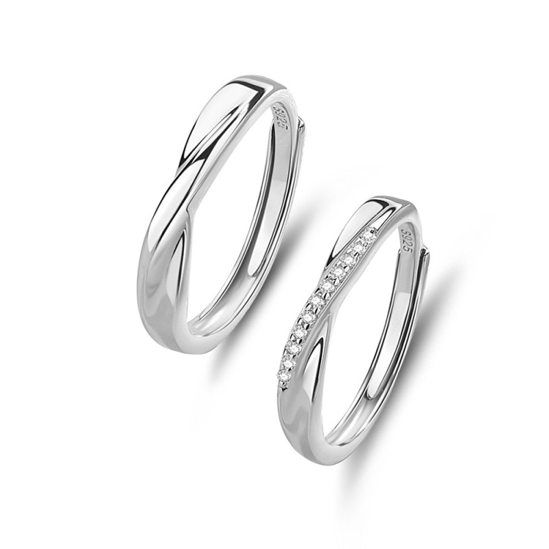 Adjustable Couple Rings Manufacturer - Shiny Diamond Classic Wedding Party Jewelry