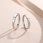 S925银情侣戒指工厂 - 简约几何锆石欧美