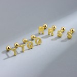字母耳钉厂家 - 螺旋背设计师字母A-Z18K金