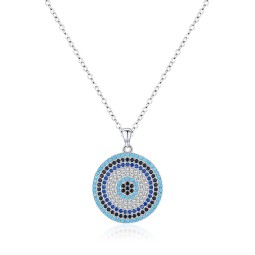 925 Sterling Silver Evil Eye Necklace Supplier - Round Pave Zircon Lucky Fine Jewelry
