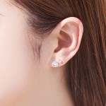 925银耳钉供应商 - 铑镀层蛋白石球螺旋背