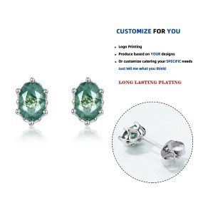 925 Sterling Silver Stud Earrings Supplier - Natural Moss Agate Teardrop Green Gems