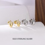 925银耳钉工厂 - 迷你幼童女可爱橡果螺旋背
