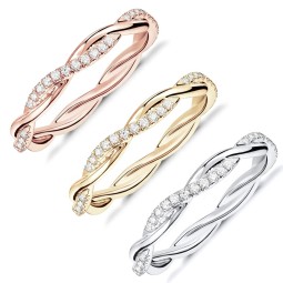 925 Sterling Silver Eternity Band Factory - Tiny Twisted Rope Cubic Zirconia White CZ