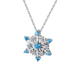 925银吊坠项链厂家 - 蓝色立方氧化锆蓝宝石雪花