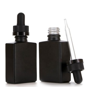 Pipette Bottle Supplier - 30ml Matte Black Childproof Square Cap