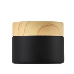 Cosmetic Jar Supplier - Black Frosted Glass Woodgrain Lid