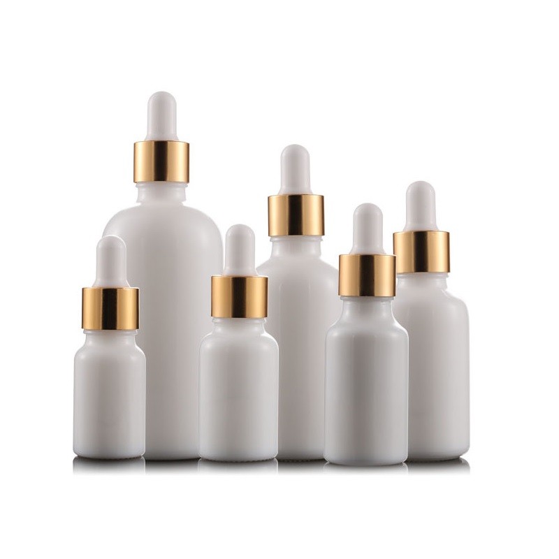 Porcelain Bottle Manufacturer - White Gold Cap 30-100ml Dropper