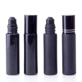 Roll-on Bottle Supplier - 10ml Matte Black Glass Obsidian Roller