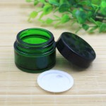 玻璃化妆品罐供应商-绿色奢华白内衬容器