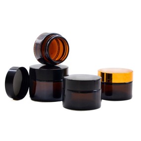 Glass Cosmetic Jar Manufacturer - Amber Round 5-100g Cream Container