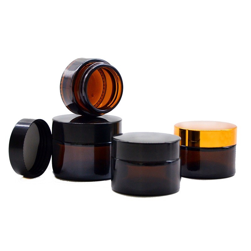 Glass Cosmetic Jar Manufacturer - Amber Round 5-100g Cream Container