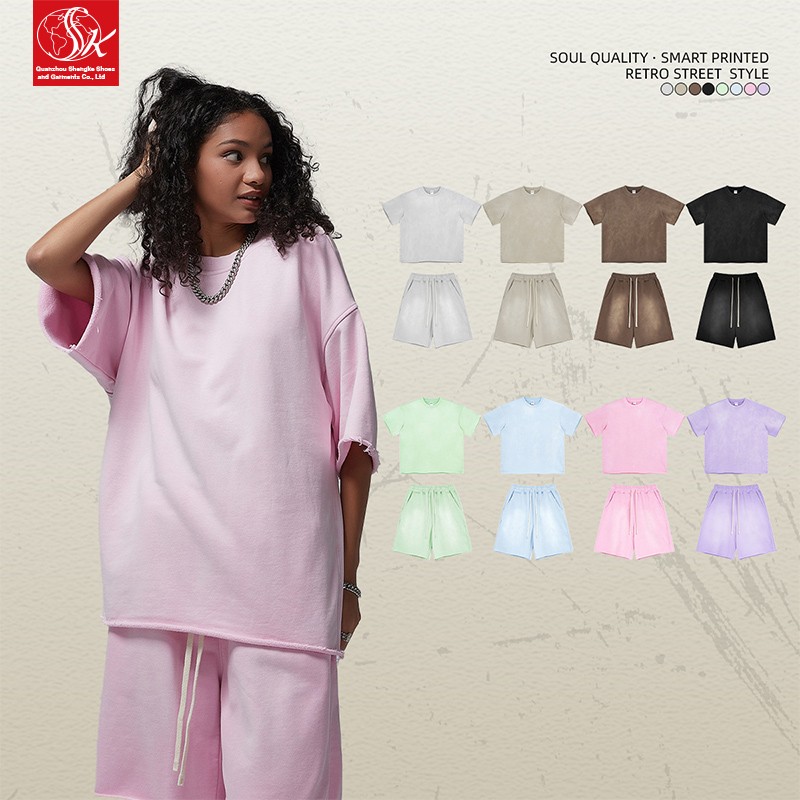 Casual Set Factory - Retro Washed Short-sleeved Suit