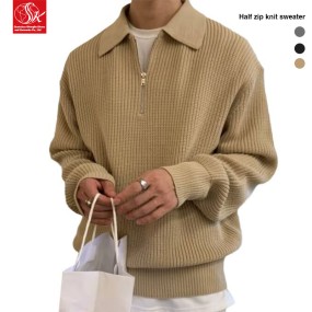 Sweater Factory - Jacquard Pattern Half Zip Custom