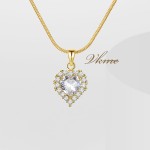 Heart Pendant Manufacturer - 18K Gold Cubic Zirconia Bling Love Necklace Accessories