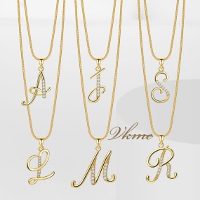 Initial Necklace Factory - High Quality Letter Pendant Copper Gold Plated Opp Bag